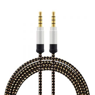 3.5mm (male) to 3.5mm (male) Audio Jack Plug Stereo Aux 1.5m Braid Lead Wire Cable