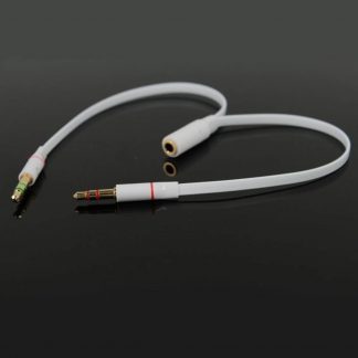 3.5mm Male(Mic + Headphone) to 3.5mm Female Y Splitter/Merge PC/Laptop Lead Wire Cable - White