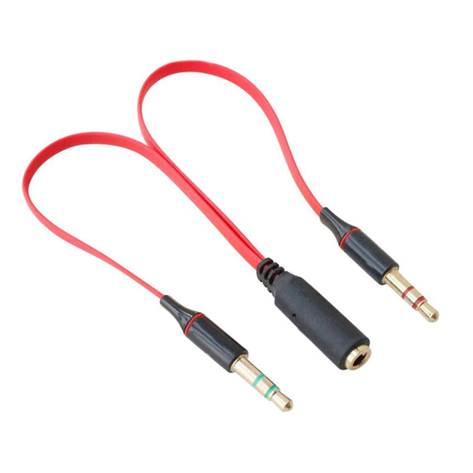 3.5mm Male(Mic + Headphone) to 3.5mm Female Y Splitter/Merge PC/Laptop Lead Wire Cable - Red