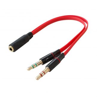 3.5mm Male(Mic + Headphone) to 3.5mm Female Y Splitter/Merge PC/Laptop Lead Wire Cable - Red