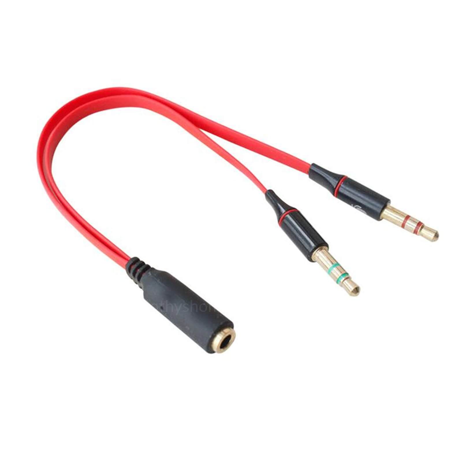 3.5mm Male(Mic + Headphone) to 3.5mm Female Y Splitter/Merge PC/Laptop Lead Wire Cable - Red