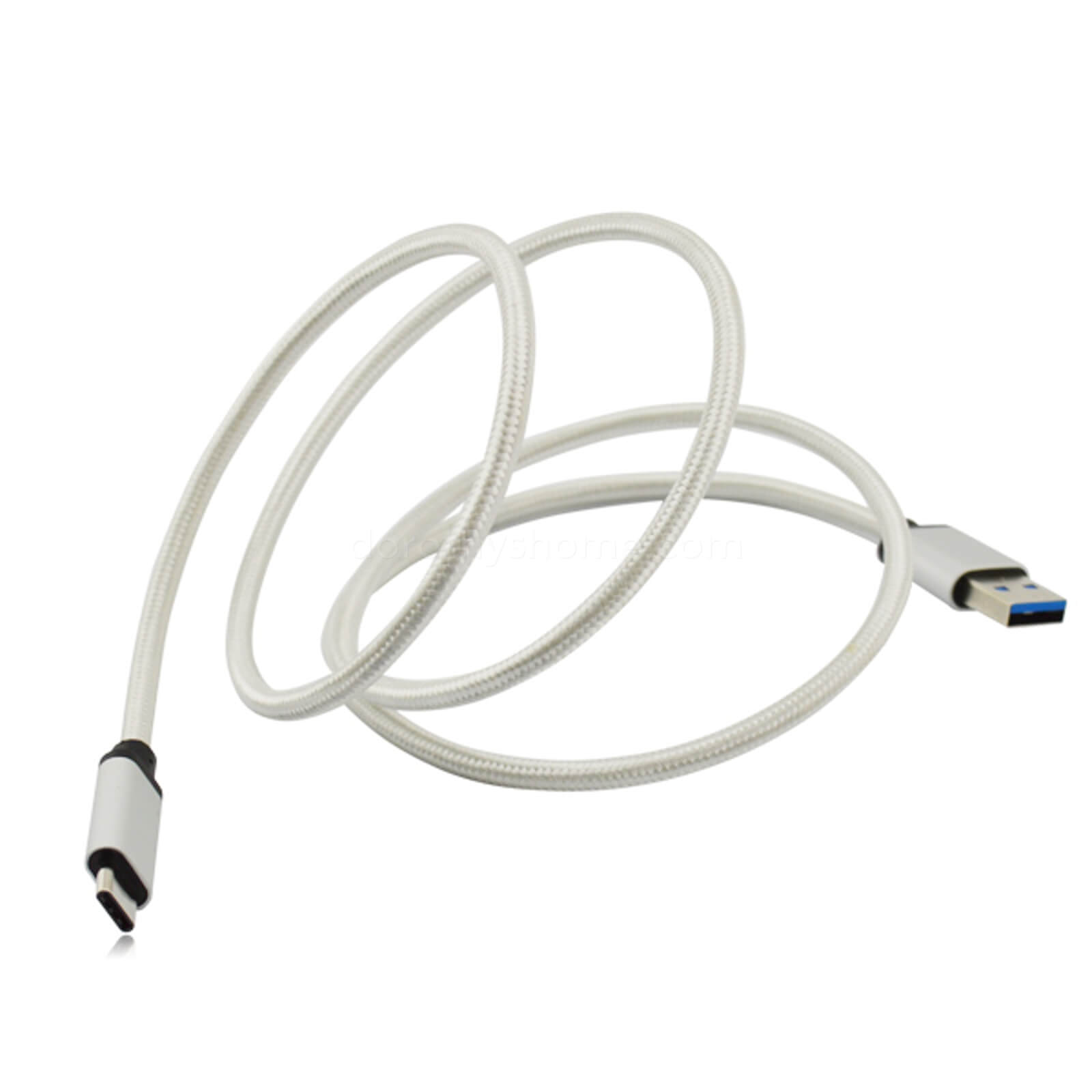 Meizu PRO 5, MX6 Smartphone USB-C to USB-A Charging Fast Charge ‘n Sync Data Laptop PC Silver 2m Lead Wire Cable