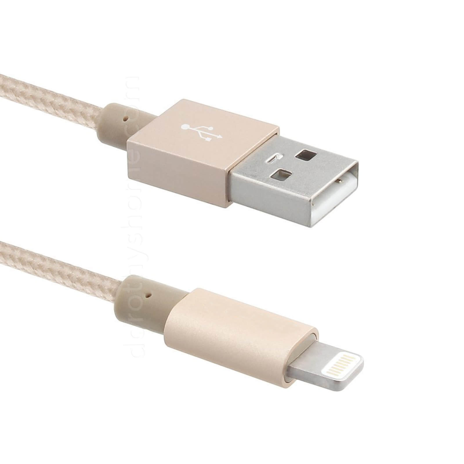 Premium Nylon iPhone 7 Plus, 6S, SE, iPad Pro & iPod Lightning USB Laptop PC Computer / Charger 2m Lead Wire Cord Cable - Gold