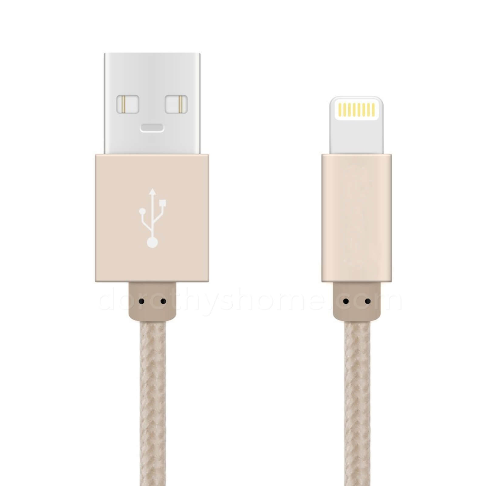 Premium Nylon iPhone 7 Plus, 6S, SE, iPad Pro & iPod Lightning USB Laptop PC Computer / Charger 2m Lead Wire Cord Cable - Gold