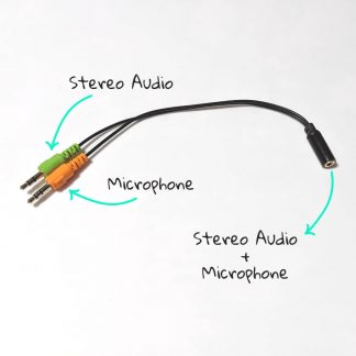 3.5mm Male(Mic + Stereo Headphone) to 3.5mm Female Y Splitter/Merge PC/Laptop Lead Wire Cable - Black